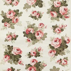 70s roses wallpaper #0714A - running meter or roll / vintage wallpaper