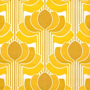 70s wallpaper #1227AL - running meter / vintage wallpaper / geometric / yellow / original retro