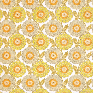 60s Wallpaper #1631 - running meter or roll / vintage geometric flower wallpaper from 1970s