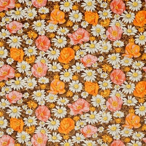 Carta da parati floreale originale degli anni '70 #1504 - metro lineare senza rotolo / carta da parati vintage a fiori, retrò