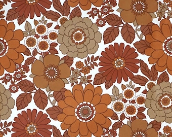 70s wallpaper #1317L - running meter / vintage flower retro wallpaper brown / flower wallpaper