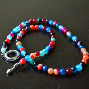 Agate necklace, multicolor agate necklace, beaded necklace, bead necklace, gemstone necklace, rainbow necklace, colorful necklace