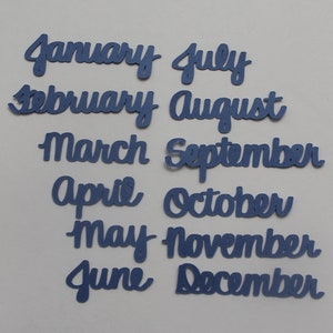 Months of the Year 48-piece handwritten word card stock confetti, scrapbooking, party decorations, card making, table scatter