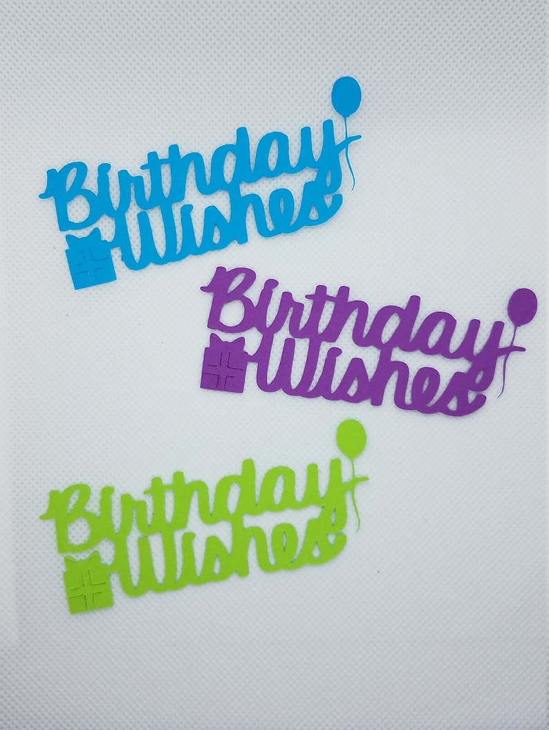 40-pieces die cuts Birthday Wishes word confetti with attached gift and balloon images scrap booking table scatter embellishments