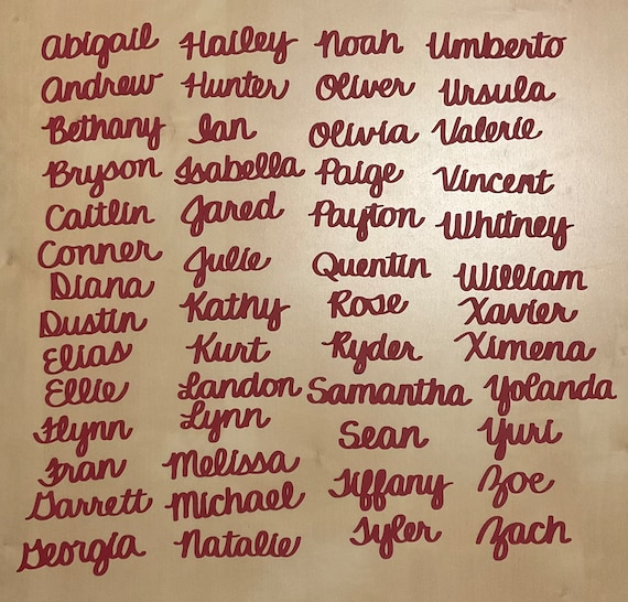 Handwritten Names Choose or Customize ANY Name 50 piece Card Stock  