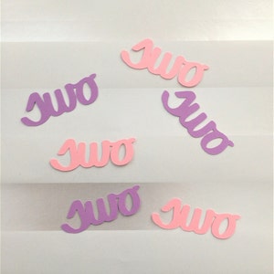 Word &quot;Two&quot; 50 piece card stock confetti, table scatter, scrapbooking