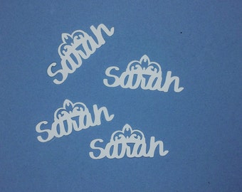 Sarah (or any name you choose) with tiara confetti 50-piece card stock for confetti/party decor/scrap booking/table scatter