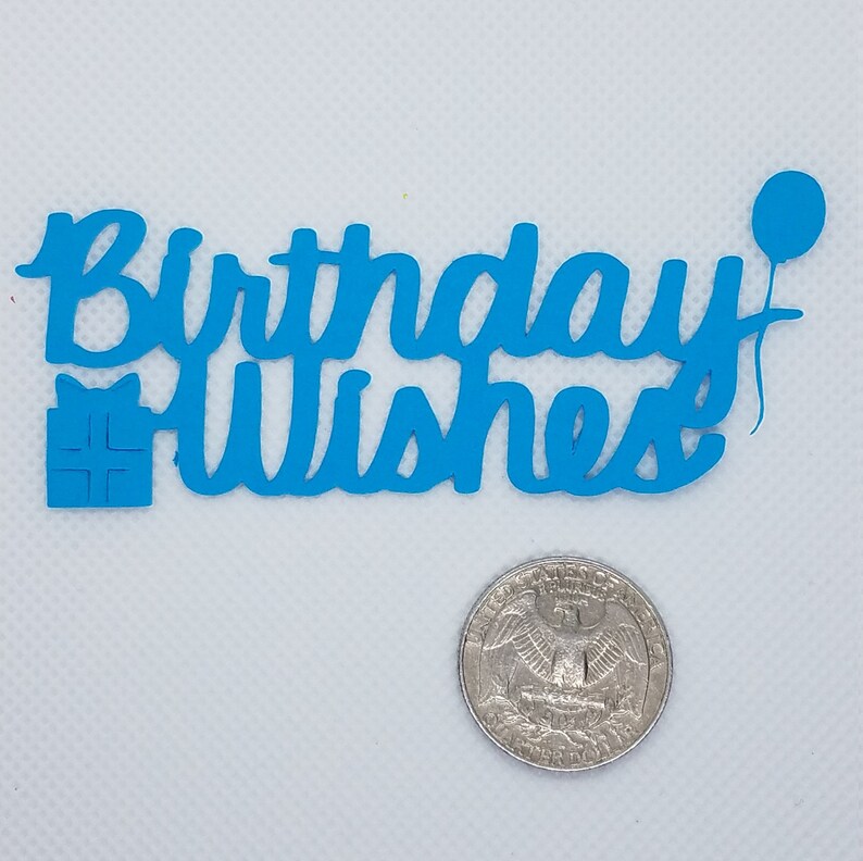 40-pieces die cuts Birthday Wishes word confetti with attached gift and balloon images scrap booking table scatter embellishments
