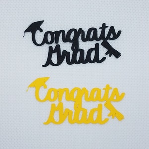 Graduation Confetti: Congrats grad with cap and diploma images card stock confetti 50-pieces