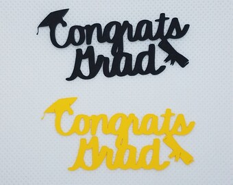Graduation Confetti: Congrats grad with cap and diploma images card stock confetti 50-pieces