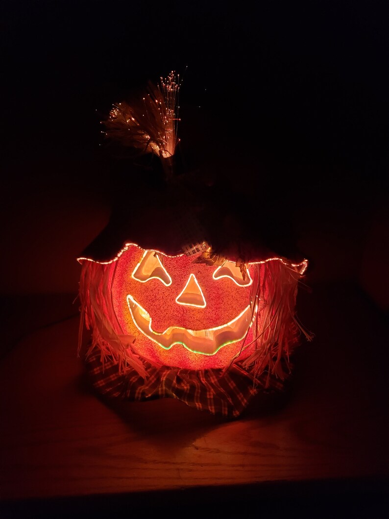 Fiber Optic Color Changing Halloween Pumpkin Etsy