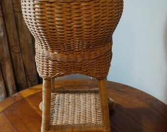 Vintage Large Floor Standing Wicker Plant Holder 26''