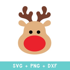 reindeer svg, reindeer png, christmas svg, cricut christmas, silhouette, reindeer dxf, cute reindeer svg png, red nose, reindeer face svg image 2
