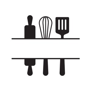 kitchen monogram svg png dxf, baker monogram, baking monogram, kitchen split monogram, kitchen svg, cooking monogram, frame svg, chef svg