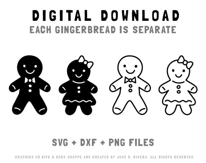 Gingerbread Man Svg Bundle, Gingerbread Outline Svg Png Dxf
