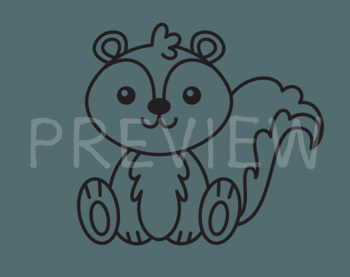 Cute Skunk Svg Skunk Outline Svg Skunk Png Sitting Skunk - Etsy