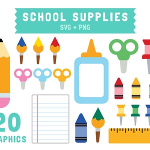 school bundle / back to school clipart / school supply clipart / school supplies svg / svg png / school clipart bundle / instant download
