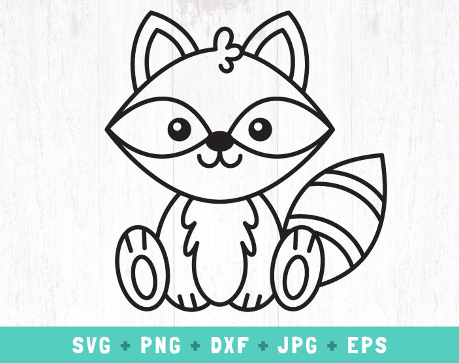 Little Racoon Outline Simple Cute Raccoon Outline Svg, Raccoon Outline Svg, Baby Raccoon Png ...