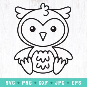 cute owl outline svg, owl outline svg, baby owl png, sitting owl cut file, woodland animals svg, forest animal clipart, owl clipart, owl svg