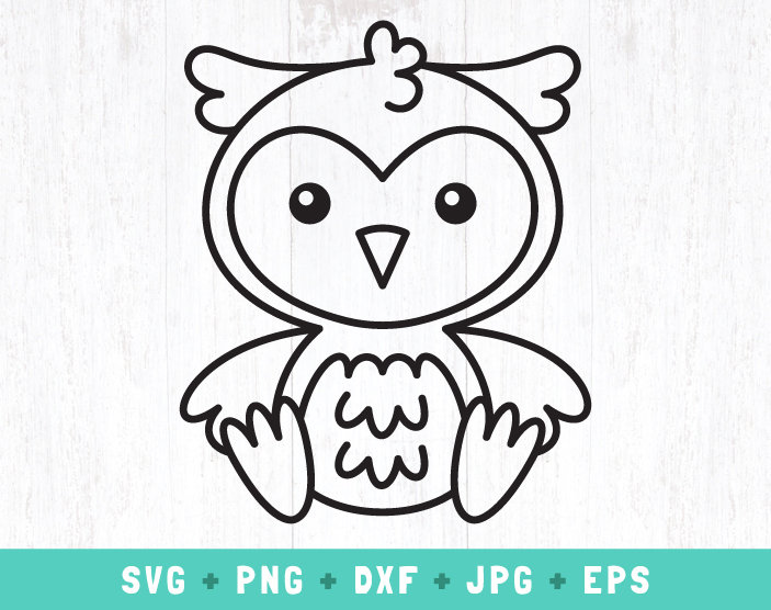 cute owl outline svg, owl outline svg, baby owl png, sitting owl cut file, woodland animals svg, for