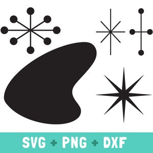 milieu du siècle formes svg, téléchargement numérique moderne du milieu du siècle, formes atomiques svg, png de formes rétro, googie signe forme clipart, boomerang rétro