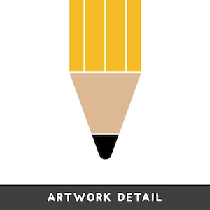 May include: A simple illustration of a yellow pencil with a black eraser tip. The pencil is drawn in a minimalist style with a white background.