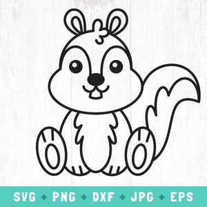 mignon écureuil contour svg, écureuil contour svg, bébé écureuil png, assis écureuil svg, svg animaux des bois, écureuil clipart png dxf