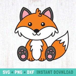 mignon renard svg, svg renard, renard couper fichier, bébé renard clipart png, bébé renard svg, renard dxf, renard chemise svg, svg animal des bois, renard anniversaire svg