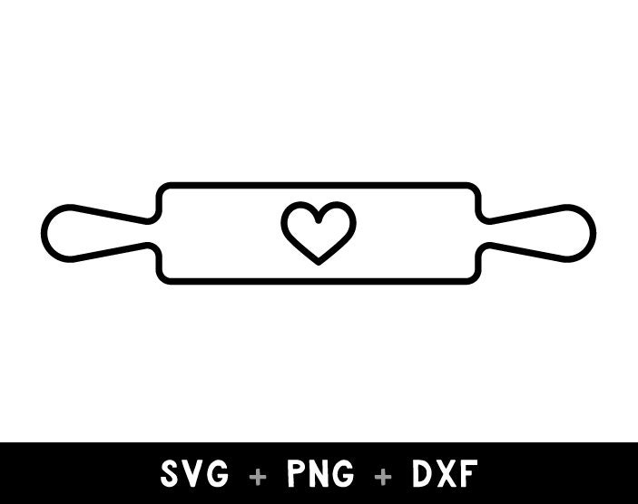 Rolling Pin With Heart, Rolling Pin Outline, Rolling Pin Svg, Rolling