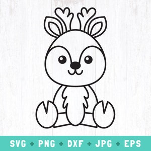 niedliche Rehe Umriss svg, Baby Hirsch Clipart svg, Rentier png, sitzende Hirsche geschnitten Datei, Waldtiere svg, Rentier svg, Wald Wald png