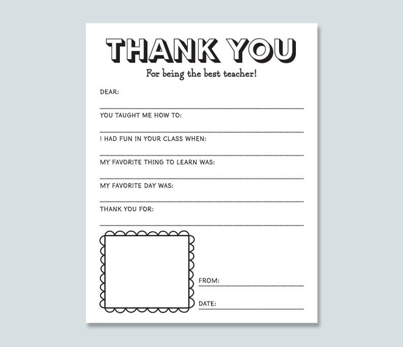 Teacher Appreciation Week Printable, Thank You Teacher PDF, Printable ...