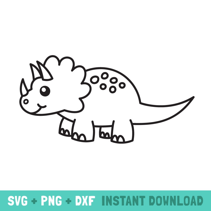 Triceratops Svg, Triceratops Png, Triceratops Dxf, Cute Dinosaur Svg ...
