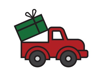 caminhão de natal svg caminhão png dxf, caminhão clipart, pickup svg, presente svg, presente png, design de sublimação de natal, clipart de natal, natal svg