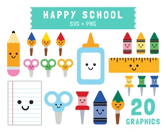 happy school supplies png, back to school clipart, school supplies clipart, teacher appreciation, back to school png, back to school svg