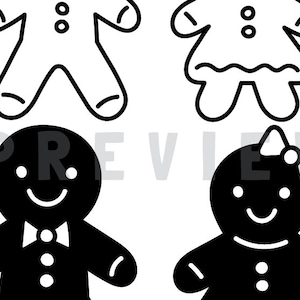 Gingerbread Man Svg Bundle, Gingerbread Outline Svg Png Dxf