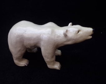 Mom bear with her enamelled white faience