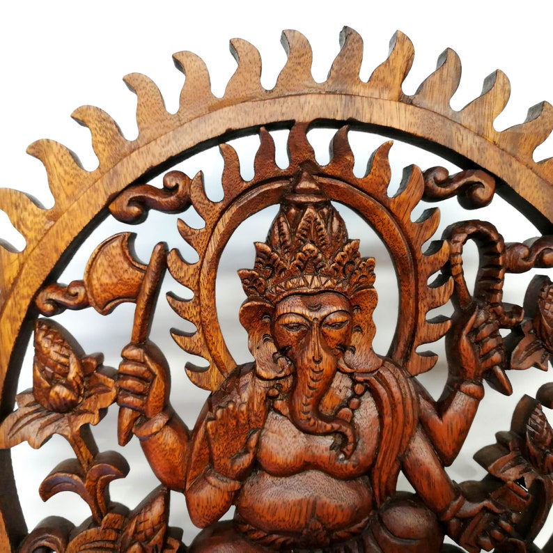 Ganesh Ganpati Hindu God Hand Carved Teak Wood Art Sculpture Mandir Décor Temple Decoration Prayer image 5