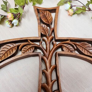 Jesus Vatican Prayer Cross - Hand Carved Teak Wood Art Sculpture Christianity Gospel Bible Christmas Gift. easternada.com
