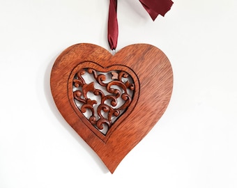 Handmade Carved Wood Wall Art Decorative Love Heart decorative Hanging - A Perfect Gift