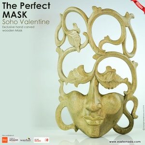 Hand Carved Wood Mask | Decorative  Sculpture Wall Decoration Art Hanging Mask Gift