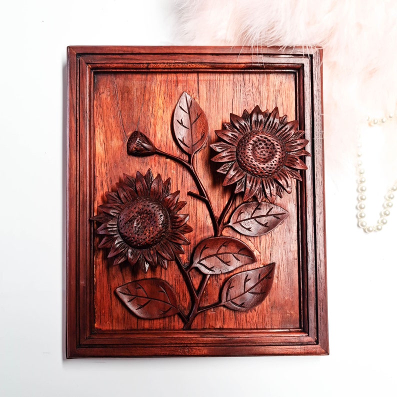 Décor Mural En Bois Sculpté "Desert Sun Scene" - Art Mural, Neuf