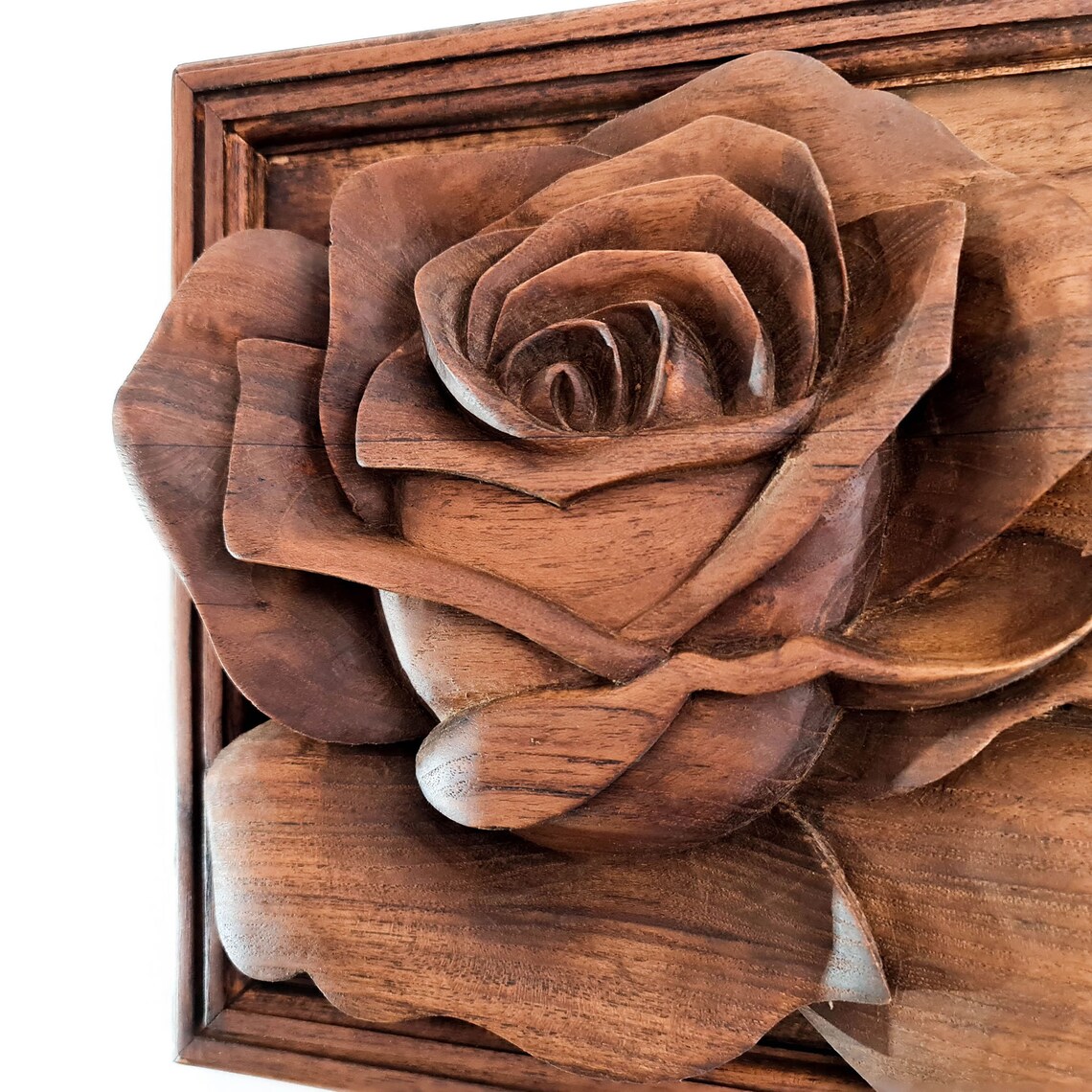 Love Rose Flower Hand Carved Wooden Wall Art Sculpture | Etsy UK