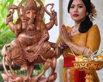 Large Big Ganesha Ganapati Teakwood Hand-carved Sculpture Mandir Art | Room Pooja Decorative Gift Blessing