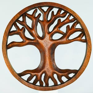 Tree of Life Teak Wood Hand Carved Handmade Wall Art Decoration Sculpture | Unique Gift Room Decor Wall Hanging