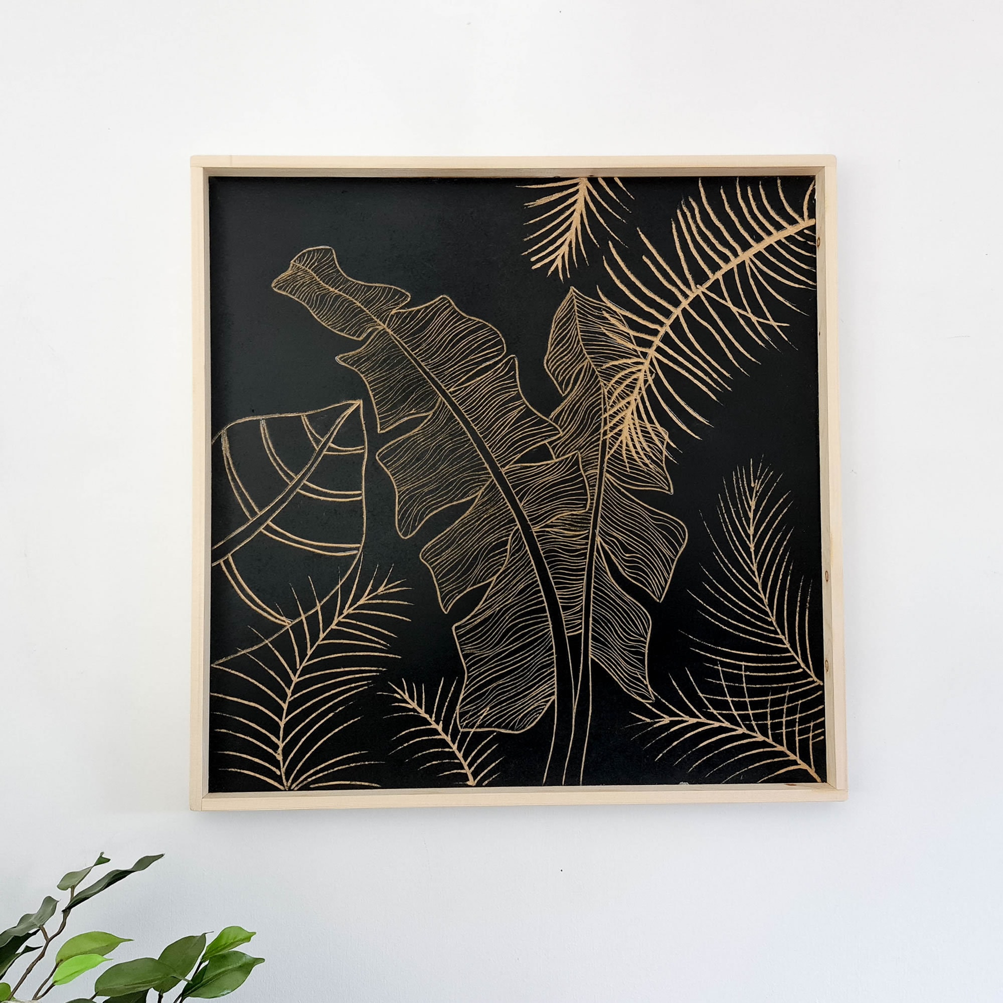 Arte de pared de madera tallada Hojas silvestres decorativas | Etsy