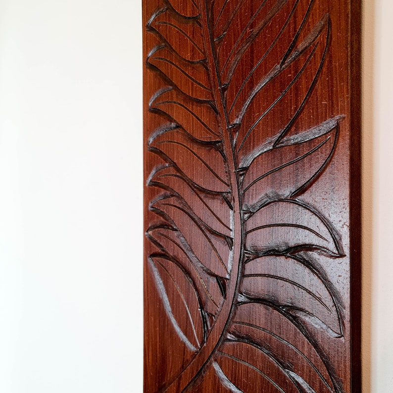 Hand Carved Wood Decorative Wall Art Sculpture Leaf Panel 55 X Etsy