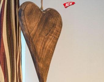 Handmade Carved Wood Wall Art Decorative Hanging Love Heart Antique Styled Disctressed Perfect Gift