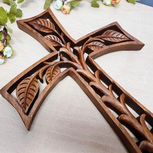 Jesus Vatican Prayer Cross - Hand Carved Teak Wood Art Sculpture Christianity Gospel Bible Christmas Gift. easternada.com