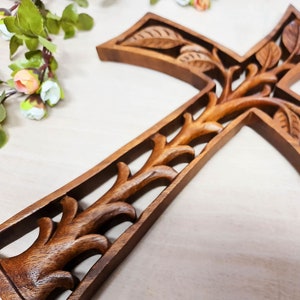 Jesus Vatican Prayer Cross - Hand Carved Teak Wood Art Sculpture Christianity Gospel Bible Christmas Gift. easternada.com