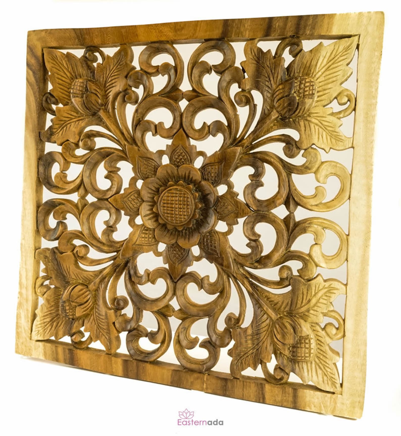 Carved Wooden Wall Art Sculpture Decoration Square Panel Bed Etsy UK